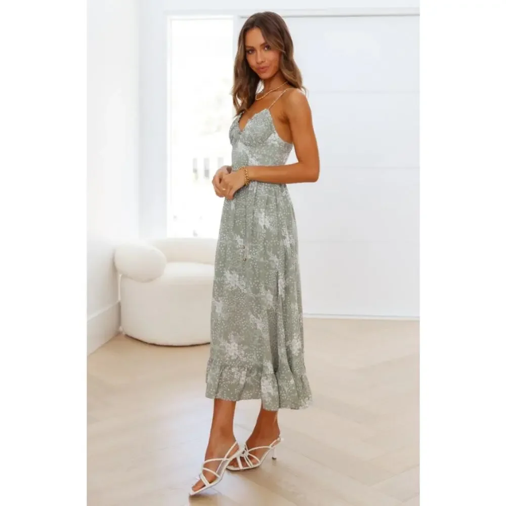 NWT Hello Molly Good Friend Midi Dress Size Medium / 6 in Sage - Picture 4 of 14